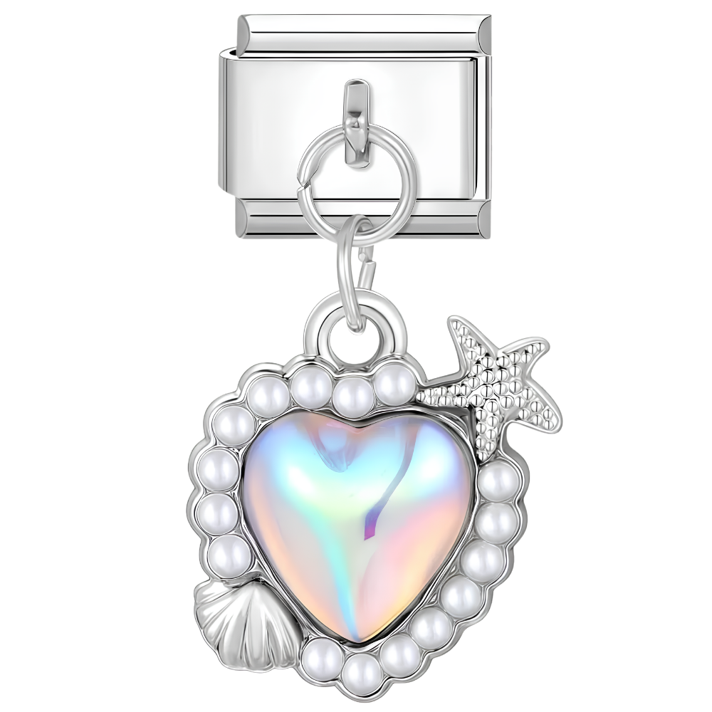 Pendentif cœur océan perlé