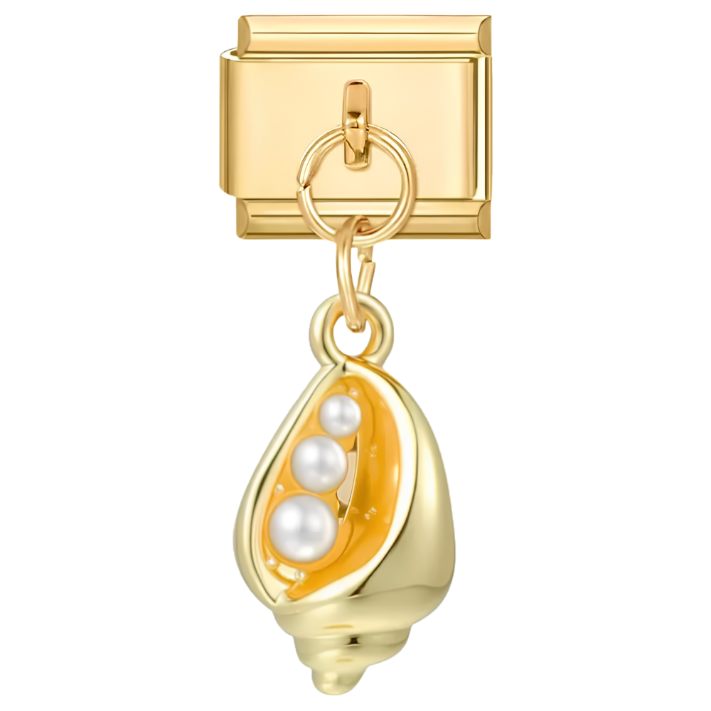 Pendentif coquillage perlé