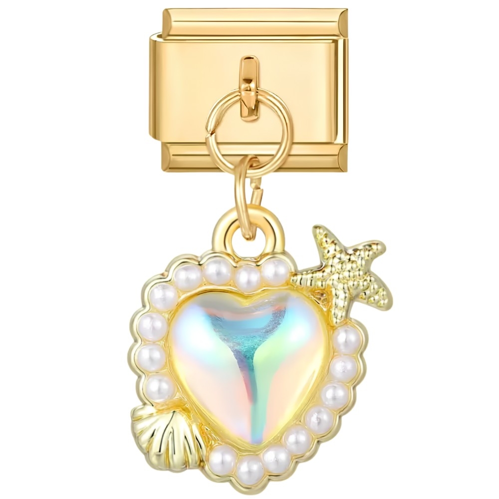 Pendentif cœur océan perlé